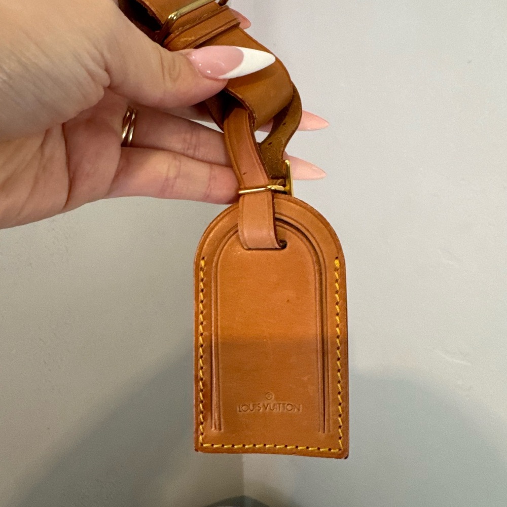 Louis Vuitton Tan Leather Tag with Yellow Stitching